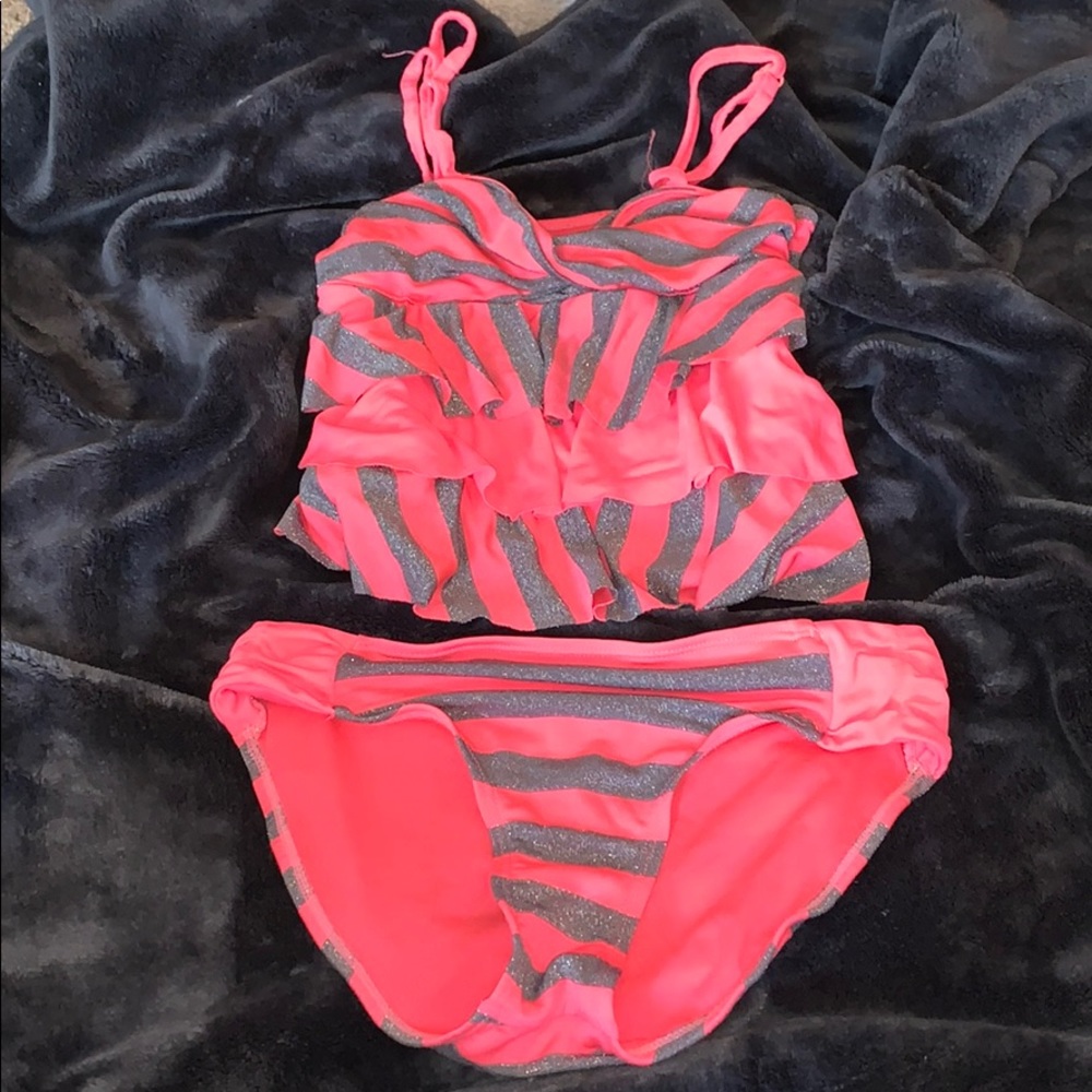 glittery pink bikini set